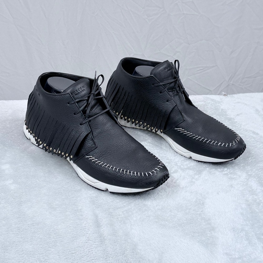 Buscemi Gladiator Fringe Sneaker Mens EU 44 US 11 Black Studded Leather Chukka - Picture 2 of 13